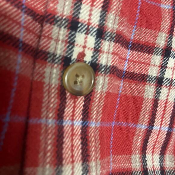 Fossil Shirt Flannel Red Plaid Button 2 Pocket Heavy Cotton Material Warm Sz XL - Picture 7 of 15